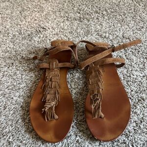 Fringe lucky brand Leather Sandals - Brown